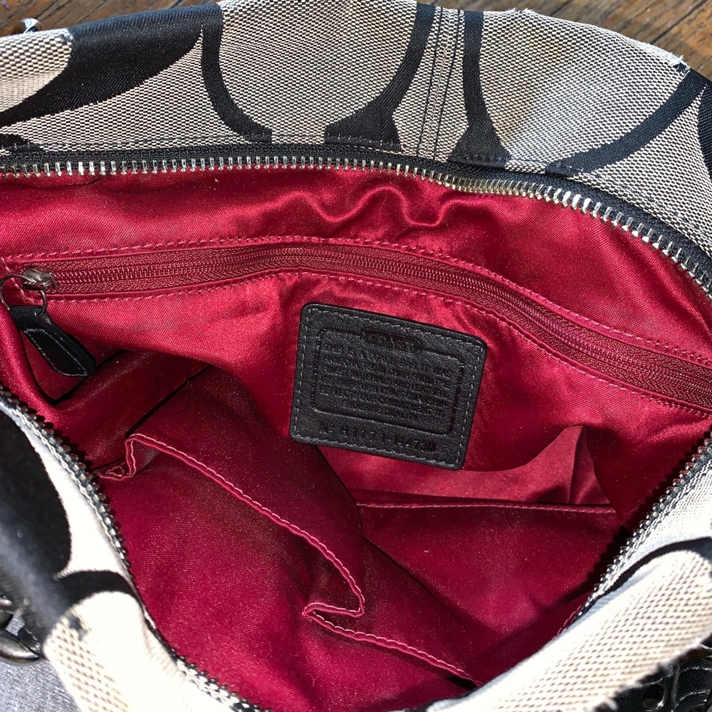 Coach Handbag Purse w/ Strap Grey Red Lining - Picture 5 of 8
